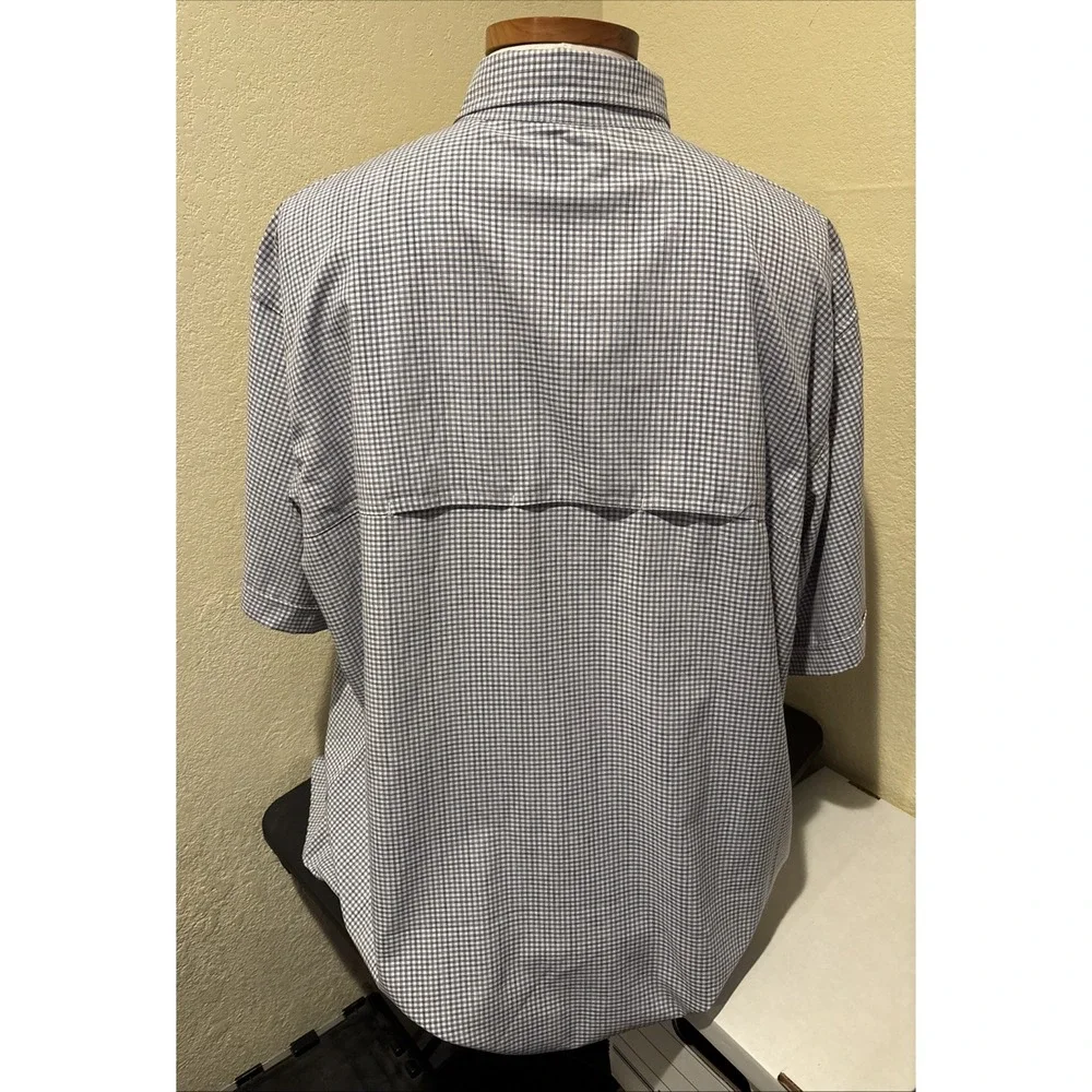 Izod Saltwater SS Sunshield Gingham Woven Button Down Skipper Blue Sz 3XLT NEW